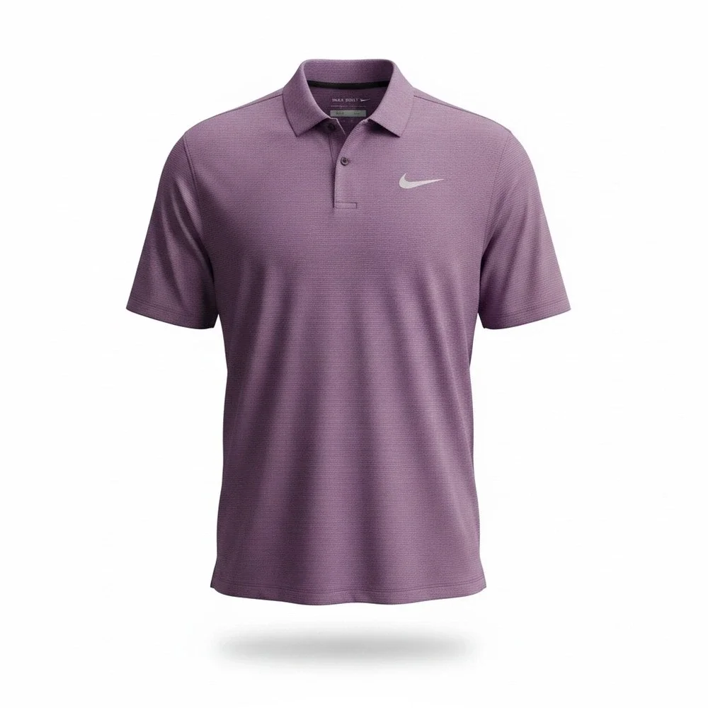 Nike Golf Dri-FIT Polo Shirt Mens Large Purple Plum Micro Stripe Short Sleeve L